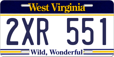 WV license plate 2XR551
