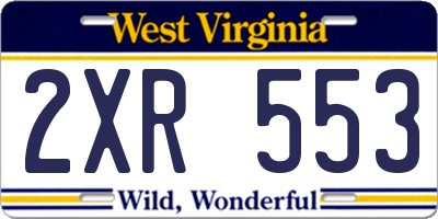 WV license plate 2XR553