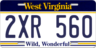 WV license plate 2XR560
