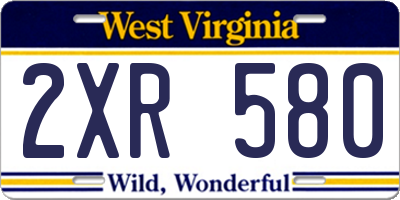 WV license plate 2XR580