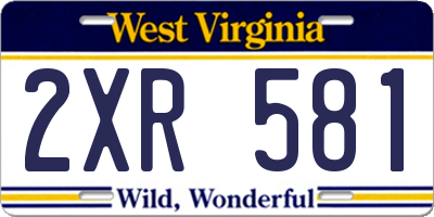 WV license plate 2XR581