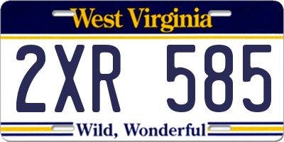 WV license plate 2XR585