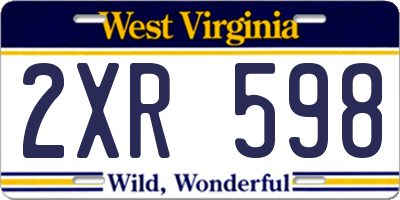 WV license plate 2XR598
