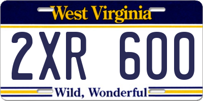 WV license plate 2XR600
