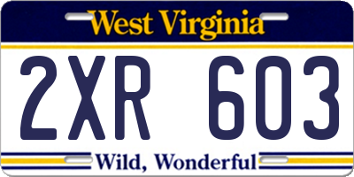 WV license plate 2XR603