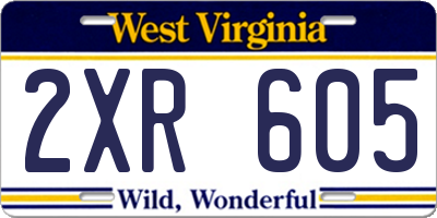 WV license plate 2XR605