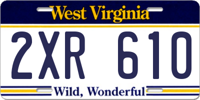 WV license plate 2XR610