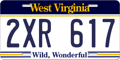 WV license plate 2XR617