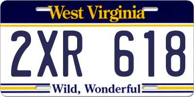 WV license plate 2XR618
