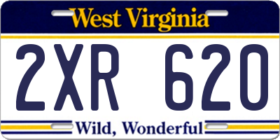 WV license plate 2XR620