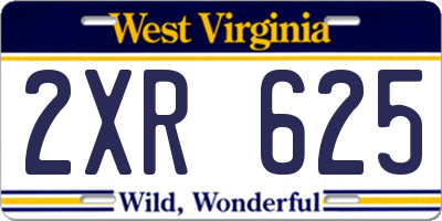 WV license plate 2XR625