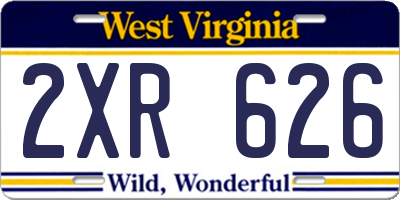 WV license plate 2XR626