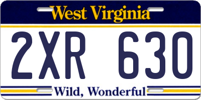 WV license plate 2XR630