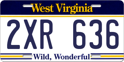 WV license plate 2XR636
