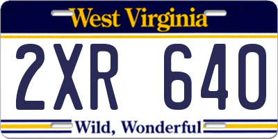 WV license plate 2XR640