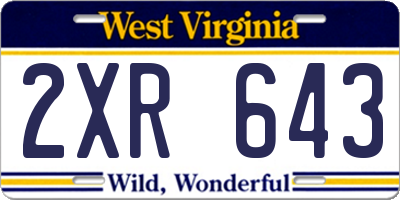 WV license plate 2XR643