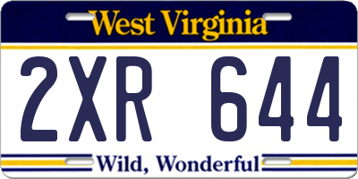 WV license plate 2XR644