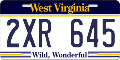 WV license plate 2XR645