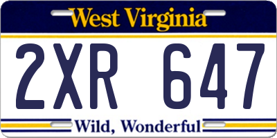 WV license plate 2XR647