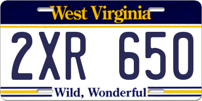 WV license plate 2XR650