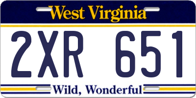 WV license plate 2XR651
