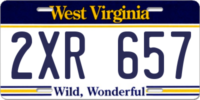 WV license plate 2XR657