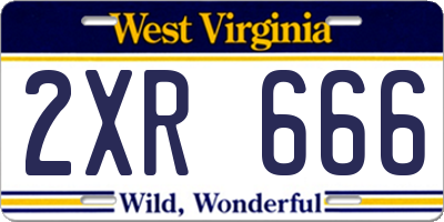 WV license plate 2XR666