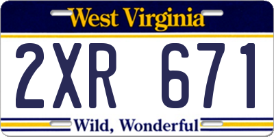 WV license plate 2XR671