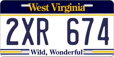 WV license plate 2XR674