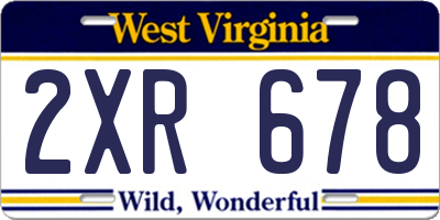 WV license plate 2XR678