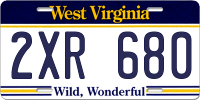 WV license plate 2XR680
