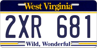WV license plate 2XR681