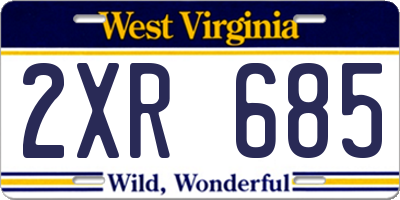 WV license plate 2XR685