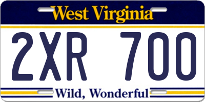WV license plate 2XR700
