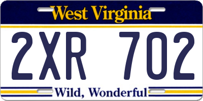 WV license plate 2XR702