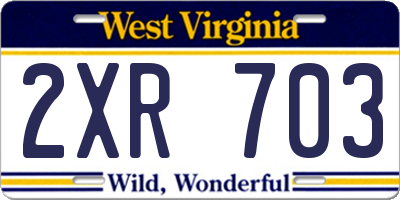 WV license plate 2XR703