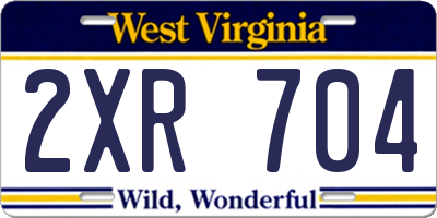 WV license plate 2XR704