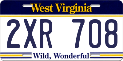 WV license plate 2XR708