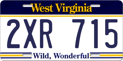WV license plate 2XR715