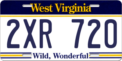 WV license plate 2XR720