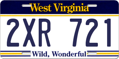 WV license plate 2XR721