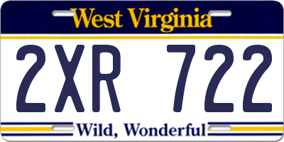 WV license plate 2XR722
