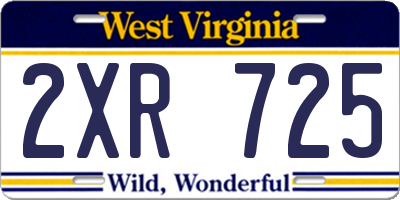 WV license plate 2XR725