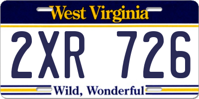 WV license plate 2XR726