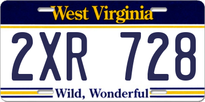 WV license plate 2XR728