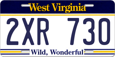 WV license plate 2XR730