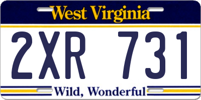 WV license plate 2XR731