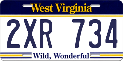 WV license plate 2XR734