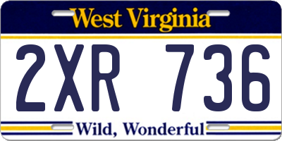 WV license plate 2XR736