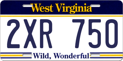 WV license plate 2XR750